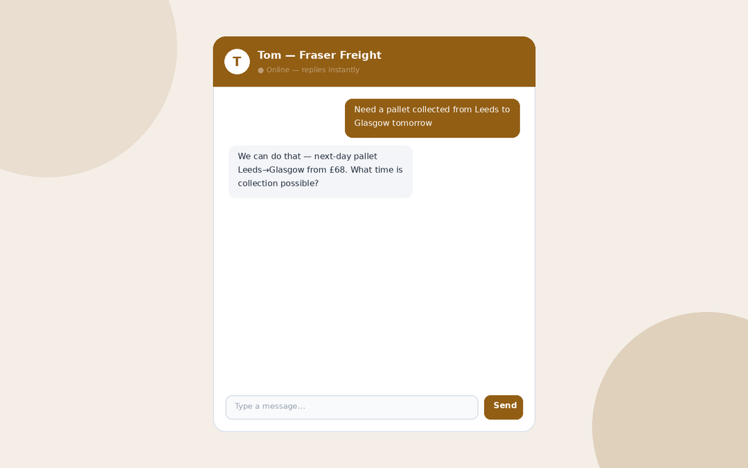 Fraser Freight — Quote Agent — main screenshot