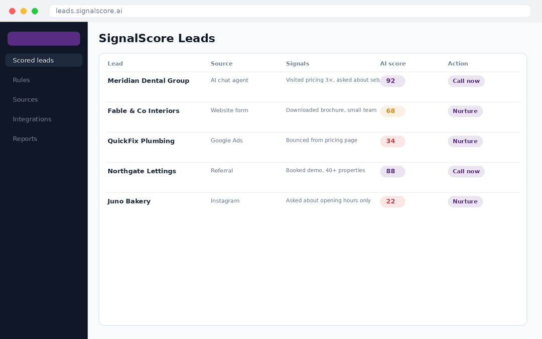 SignalScore — Lead Scoring Engine — main screenshot