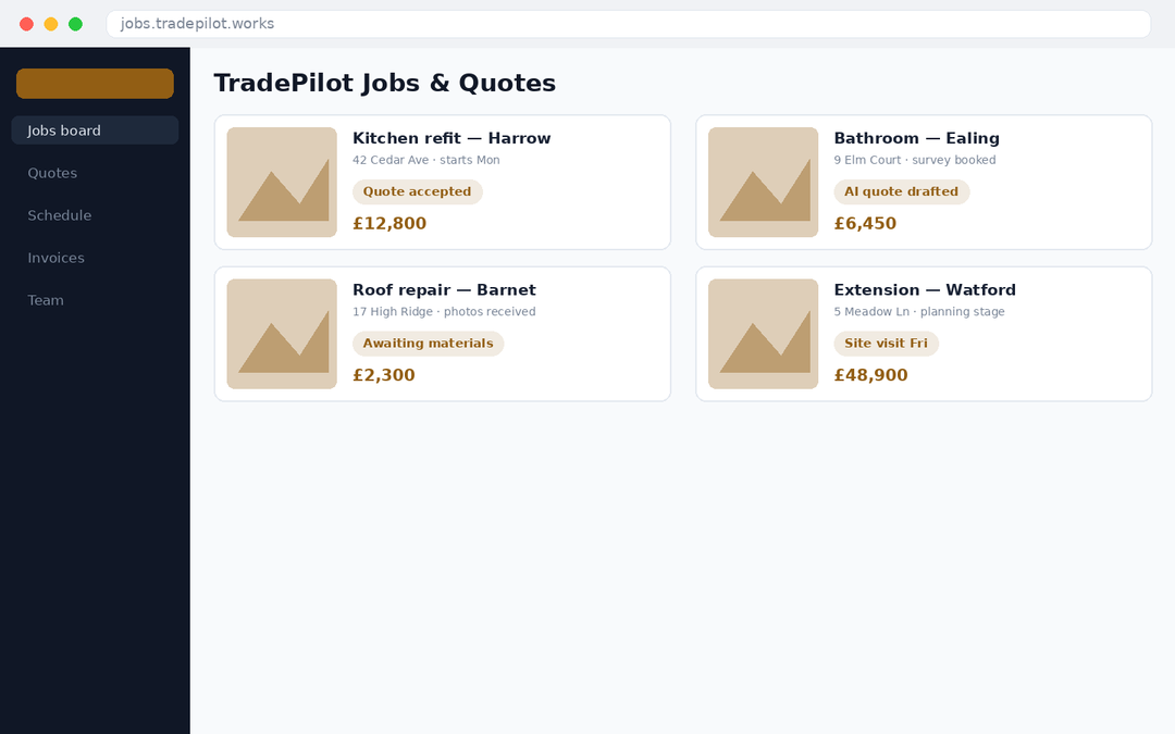 TradePilot — Job & Quote CRM — main screenshot