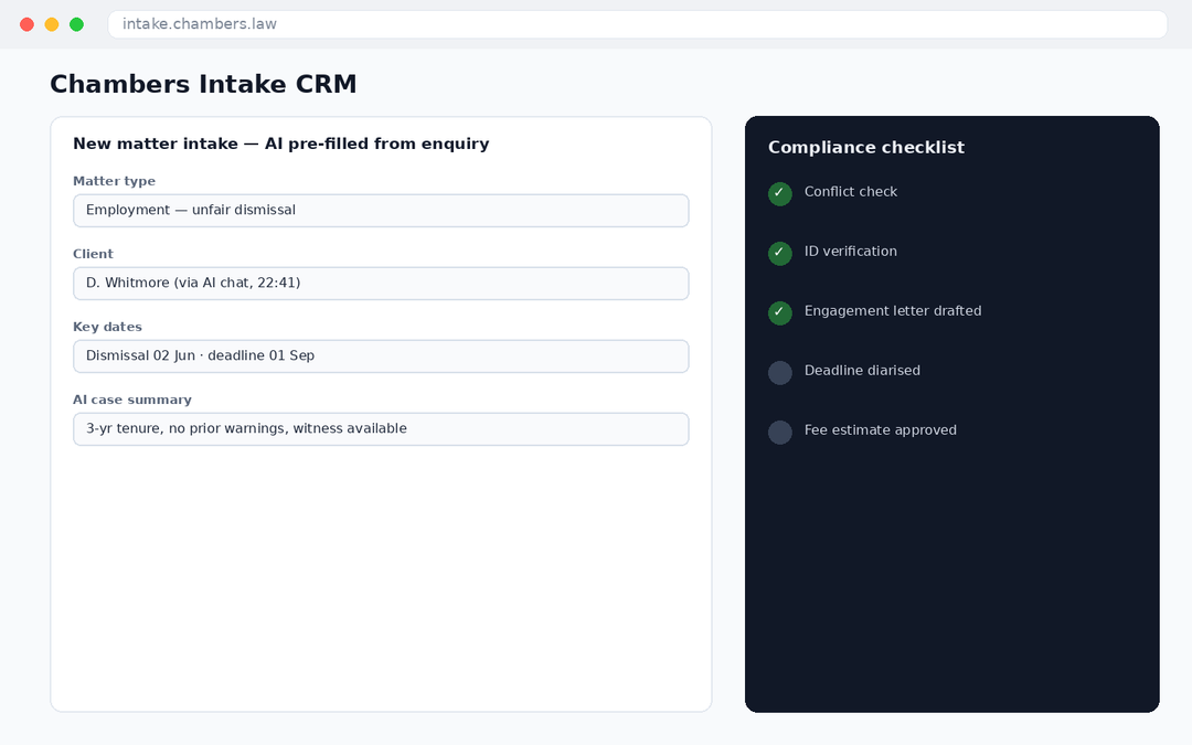 Chambers — Case Intake CRM — main screenshot