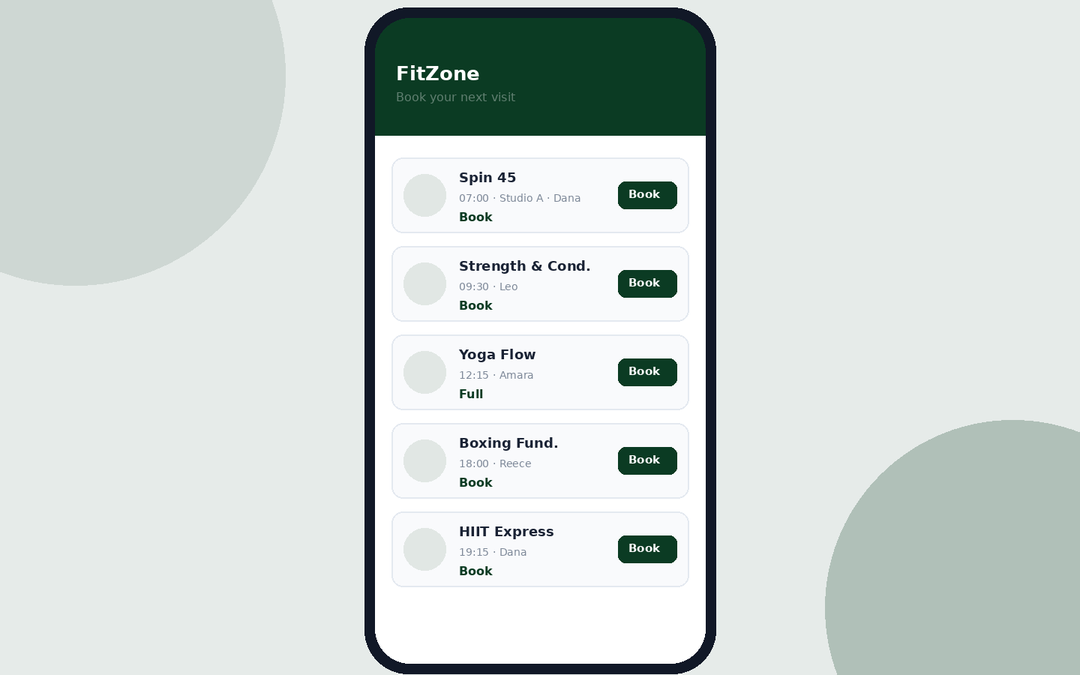 FitZone — Gym Membership App — main screenshot