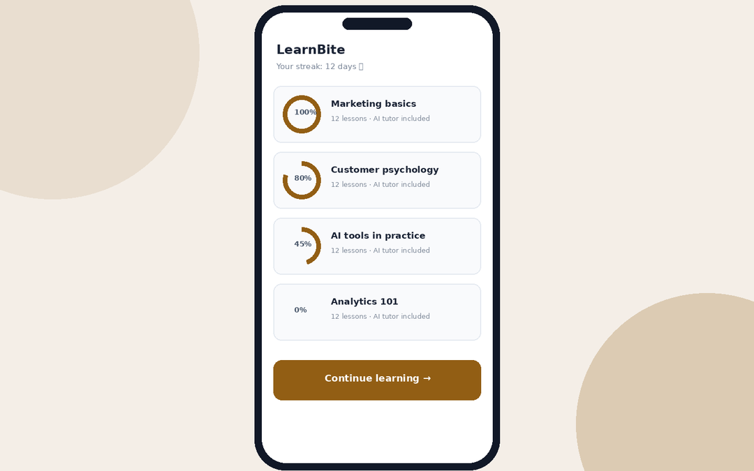 LearnBite — Micro-learning App — main screenshot