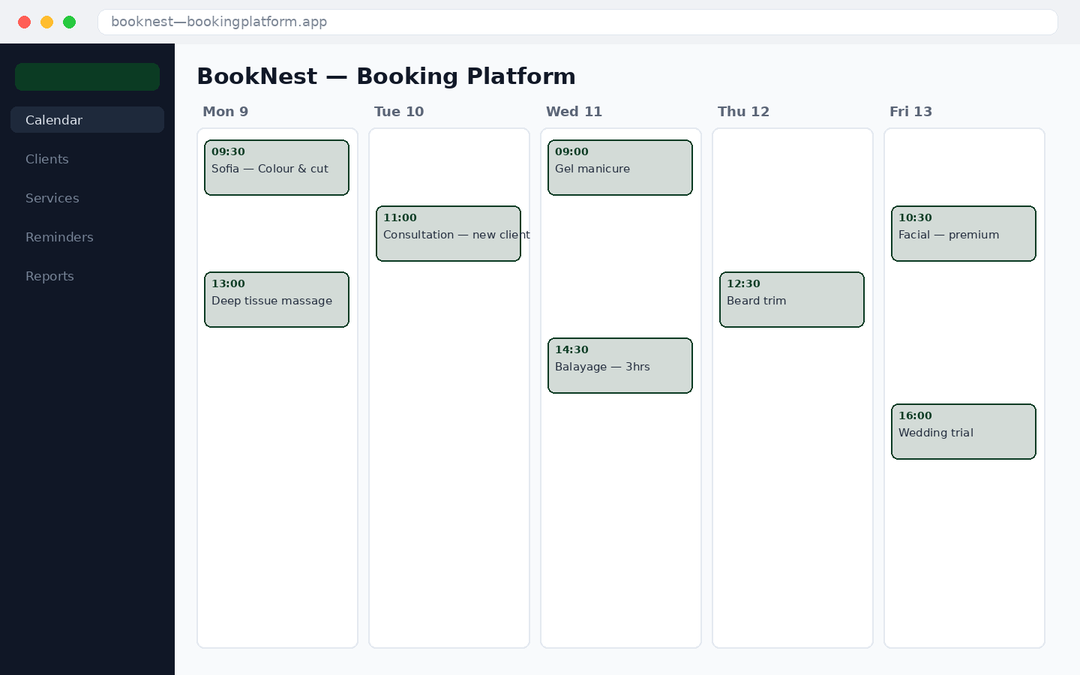 BookNest — Multi-tenant Booking Platform — main screenshot