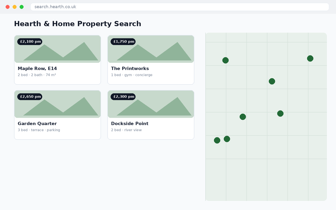 Hearth & Home — Property Search Portal — main screenshot