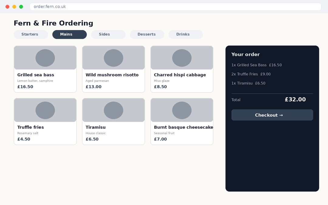 Fern & Fire — Online Ordering — main screenshot